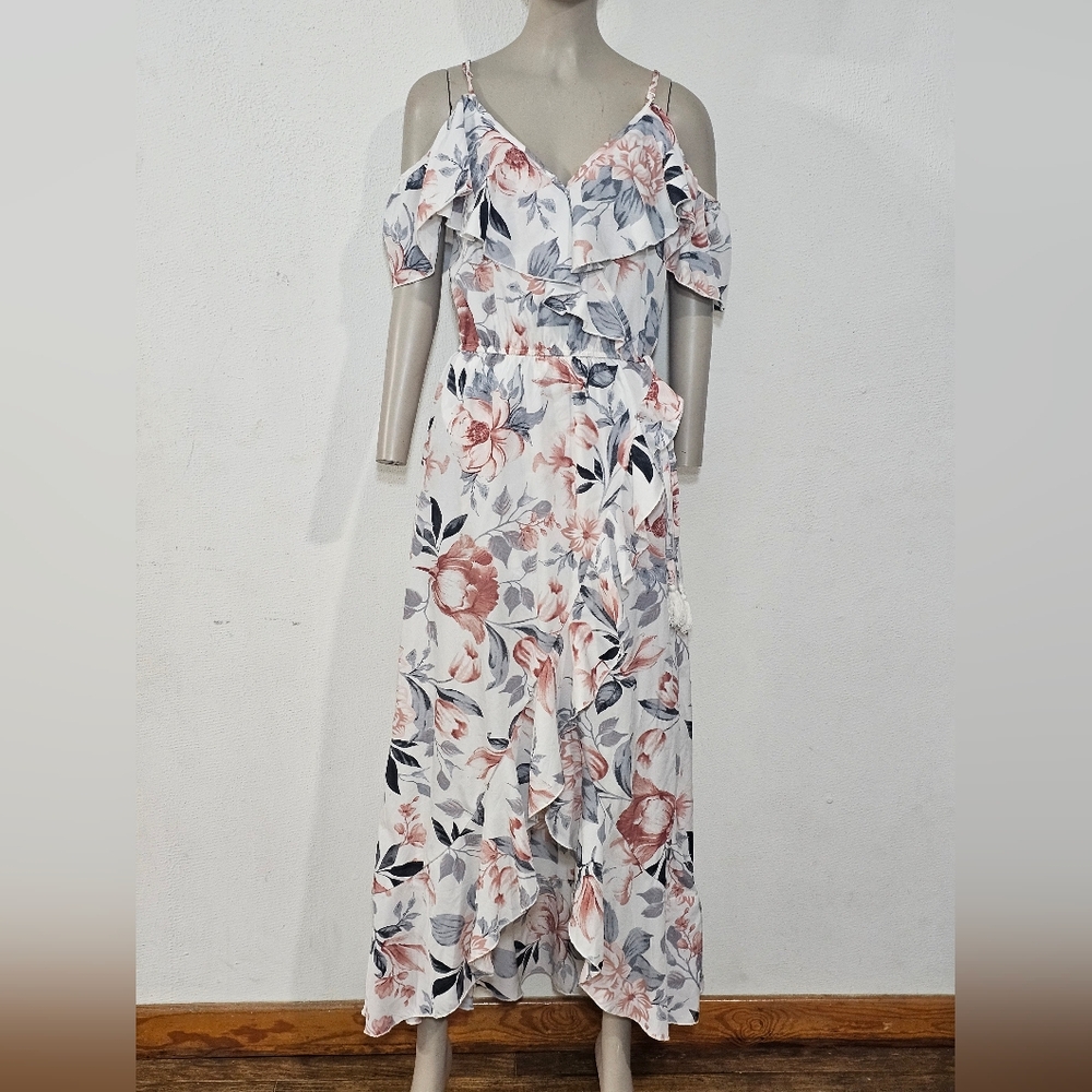 HLUSH Blush Floral High Low Dress with Ruffle Accents - Picture 4 of 11